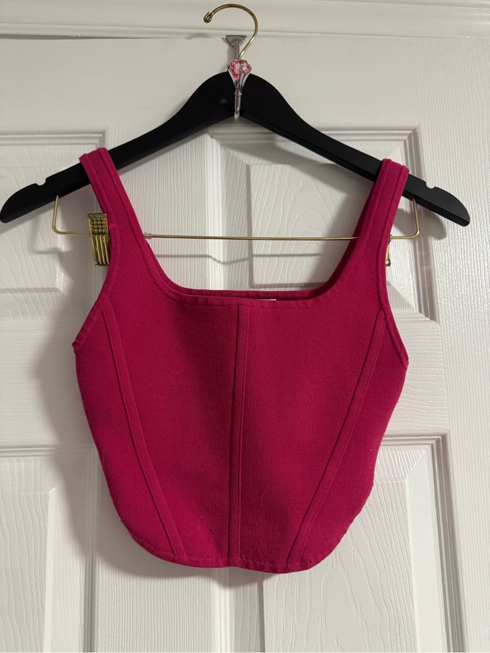 Babaton Fuchsia Square-Neck Crop Top